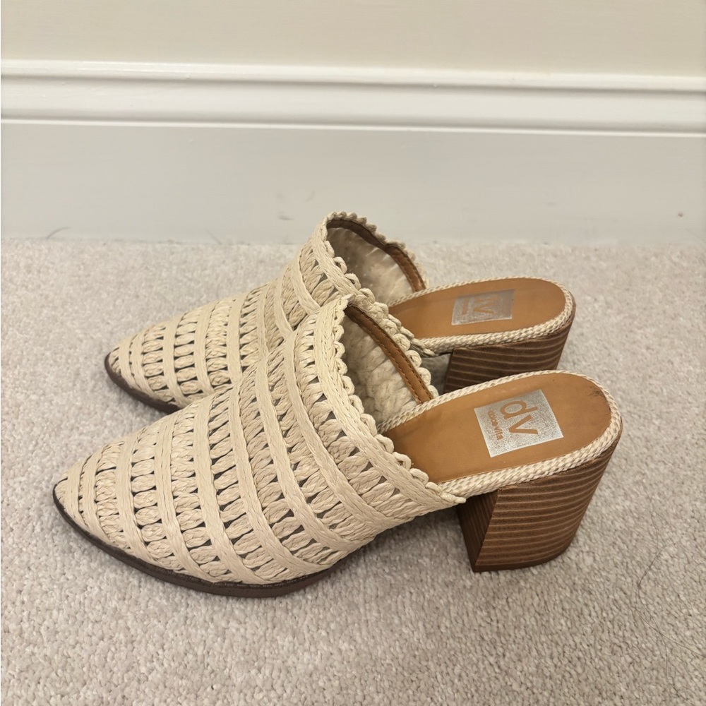 DV by Dolce Vita Cream Woven Slip-On Block Heels